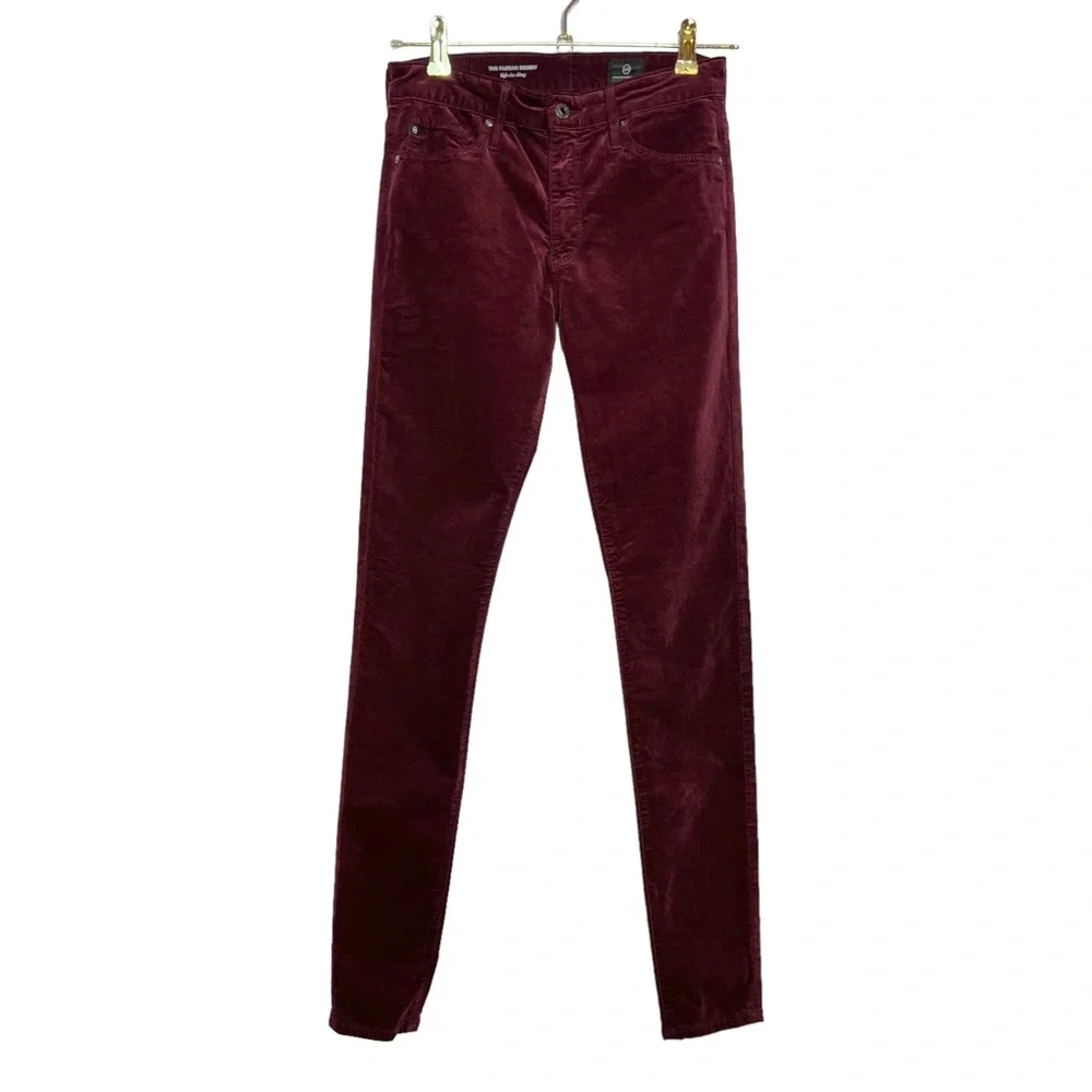 AG The Farrah High Rise Skinny Velvet Pants‎ in Carmine. Size 26